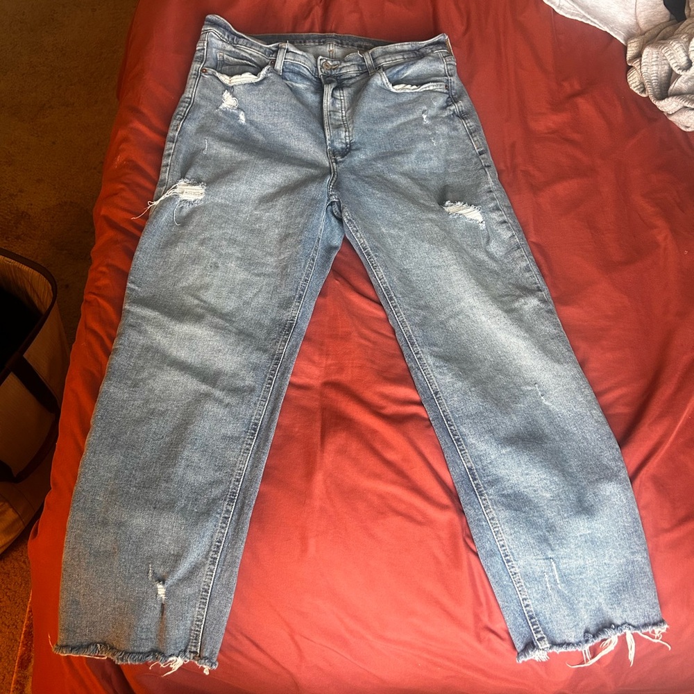 Old Navy Light Blue Extra High-Rise Sky-Hi Straight Leg Jeans